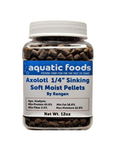 Aquatic Foods Inc axolotl food pellets jar for easy sinking feeding.