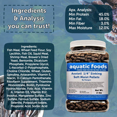 Aquatic Foods Inc bottom-dwelling feeding scene with shrimp, snails, and crabs.