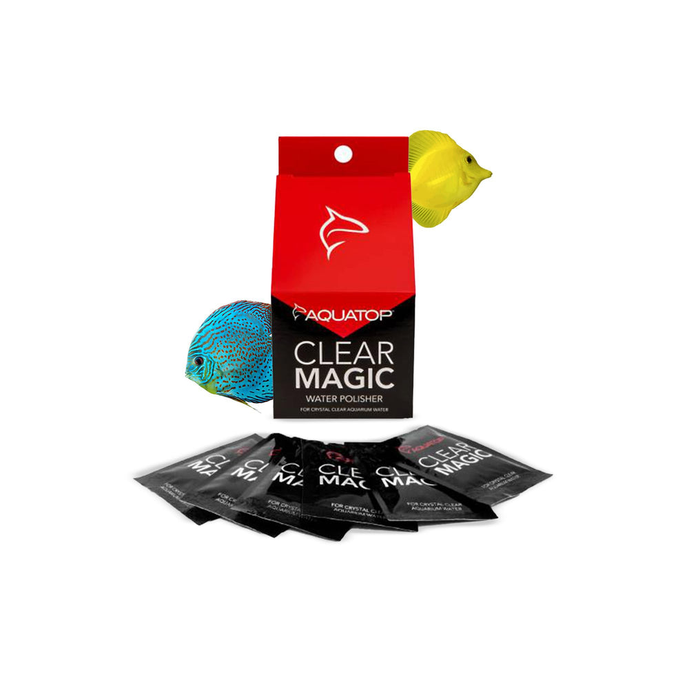 Aquatop Clear Magic bottle closeup showing premium formula for clear water