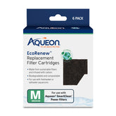 Aqueon EcoRenew filter cartridge medium six-pack with no-drip design for clean changes.