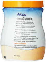 Aqueon Goldfish Granules being served in a dish for balanced nutrition.
