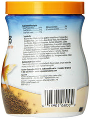 Aqueon Goldfish Granules pouring into water with non-clouding formula preserving clear tank.