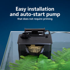 Aqueon QuietFlow NoDrip design minimizes spills during cartridge changes.