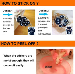 Aqumax paw grips applied on dog's paw demonstrating added stability