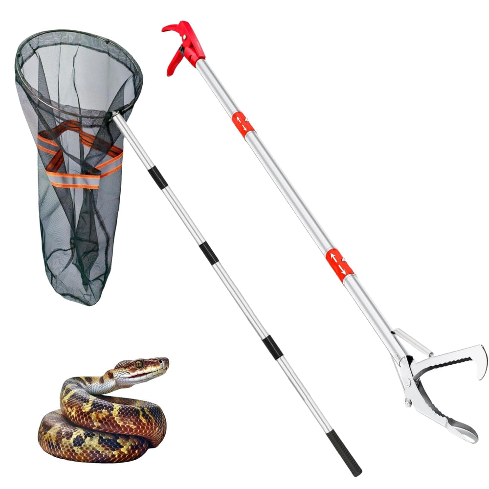 AQWXC snake grabber 50-inch extended handle for safer outdoor reptile handling