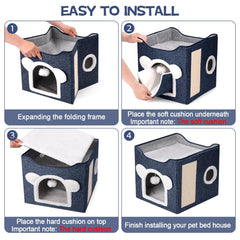 Areerlaf cat bed hanging fluffy ball adds interactive fun for cats.