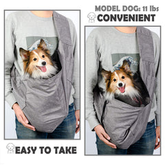 ARELLA dog sling grey Oxford outer shows breathable, weather-ready comfort.