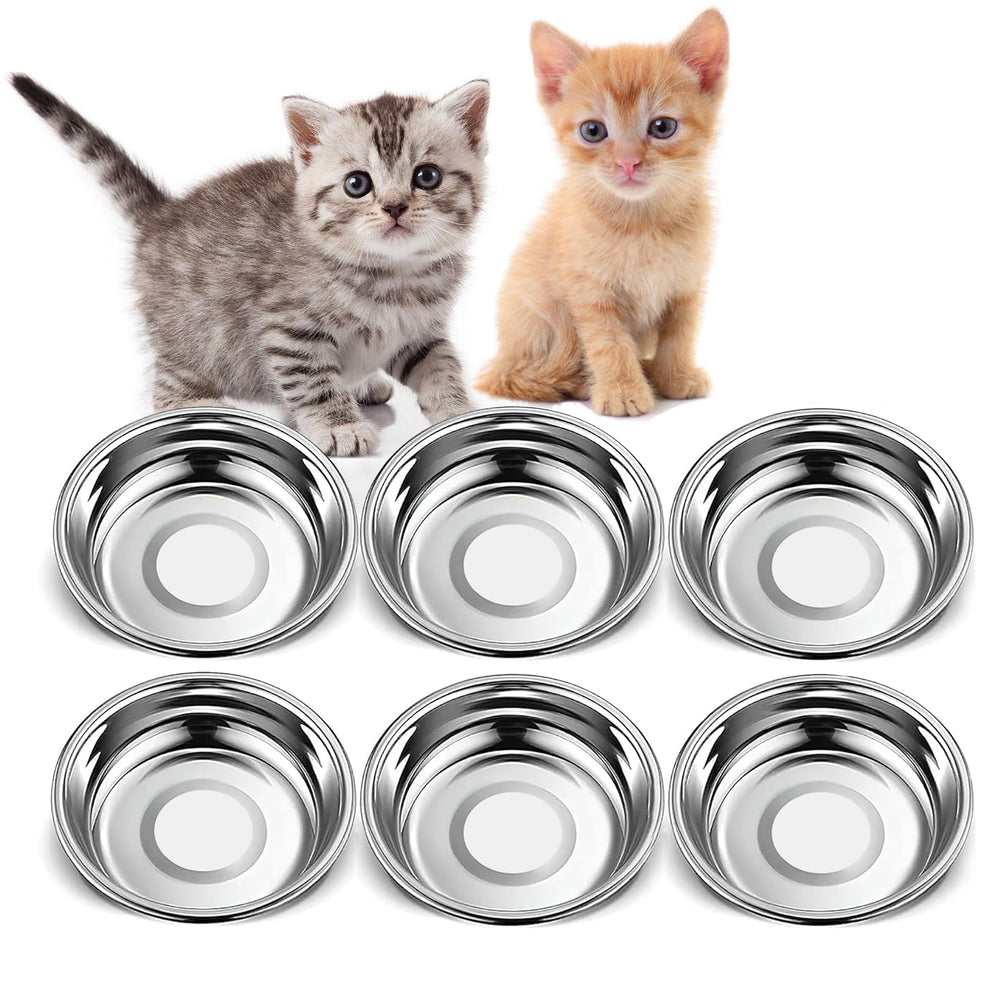 Arespark 6pcs stainless steel cat bowls set for durable, rust-resistant feeding.