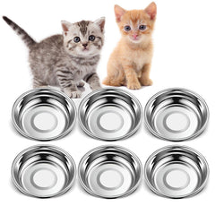 Arespark 6pcs stainless steel cat bowls set for durable, rust-resistant feeding.