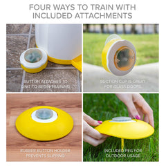 Arf Pets suction cup setup on glass doors for versatile placement.