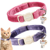 Aring Pet 2-pack cat collars purple velvet for stylish daily wear with soft comfort.