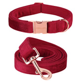 Aring Pet Velvet Dog Collar Set packaging shown in a fancy gift box, ideal for gifting.