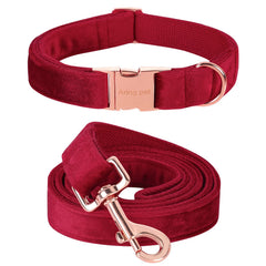 Aring Pet Velvet Dog Collar Set packaging shown in a fancy gift box, ideal for gifting.