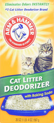 Arm & Hammer cat litter deodorizer product shot highlights four-pack packaging for odor control