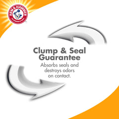 ARM & HAMMER Clump & Seal scoop with rock-solid clumps for easy scooping.