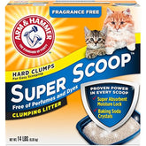 Arm & Hammer Super Scoop litter odor-control close-up showing effective odor neutralization