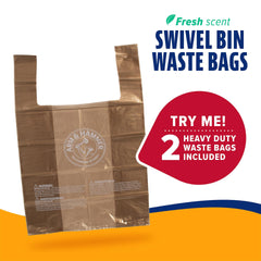 Arm & Hammer Swivel Bin XL bag attachment highlights durable waste bags.