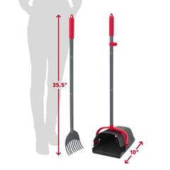 Arm & Hammer Swivel Bin XL rake pickup shown for hands-free waste collection.