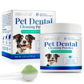 ARMOYA Dog Dental Powder bottle shows easy at-home dental care for fresher breath.