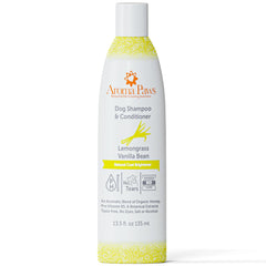 Aroma Paws shampoo being poured for tearless face cleansing.