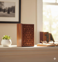 ARTISENIA rosewood pet urn close-up grain and warm color