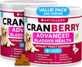Artullano cranberry dog chews with duck flavor front view for tasty bladder support