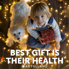 Artullano Omega 3 for Dogs pours into a bowl, supporting a smoother coat.