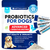 Artullano probiotic powder for dogs bottle front highlights daily gut health support.