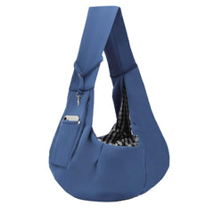 ARZQUT Dog Carrier Sling blue shows reversible design for hands-free travel.