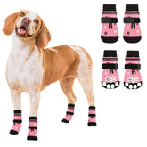 ASENKU anti-slip dog socks pink XL, front view, improves grip on hardwood floors.