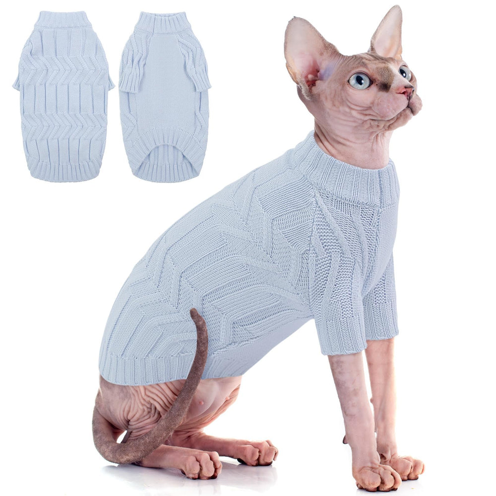 ASENKU cat sweater blue midneck knit showcases cozy warmth for kittens and small dogs