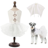 ASENKU dog dress with pearl necklace and veil creates elegant princess look for photos