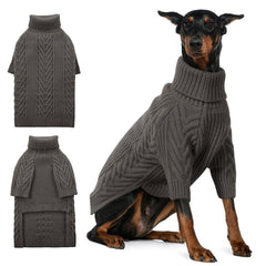 ASENKU dog sweater dark grey front view highlights warm Arctic velvet for large breeds.