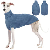 ASENKU dog sweater XS blue front view showcases the sleek turtleneck for warmth.