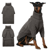 ASENKU extra-large dog sweater dark grey front view keeps large dogs warm