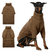 ASENKU extra-large dog sweater front view in coffee for warm large breeds