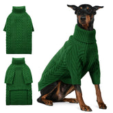 ASENKU extra-large dog sweater front view dark green for warm walks
