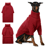 ASENKU extra-large dog sweater front view with warm turtleneck for large breeds.