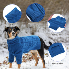 ASENKU knitted dog sweater side view highlights ribbed cuffs for secure wear.