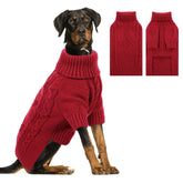 ASENKU knitted dog sweater turtleneck image highlights cozy warmth for large dogs during winter walks.