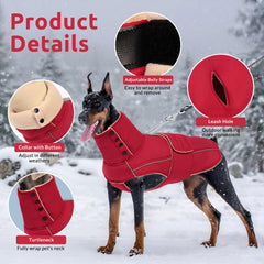 ASENKU warm dog coat back view with reflective strip