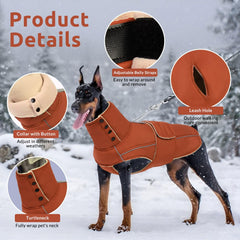 ASENKU Warm Dog Coat coral fleece lining for soft warmth