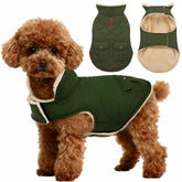 ASENKU warm dog winter coat front view in green for large dogs