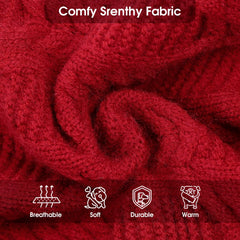 ASENKU XXXL dog sweater knit-cable detail on rich red fabric.