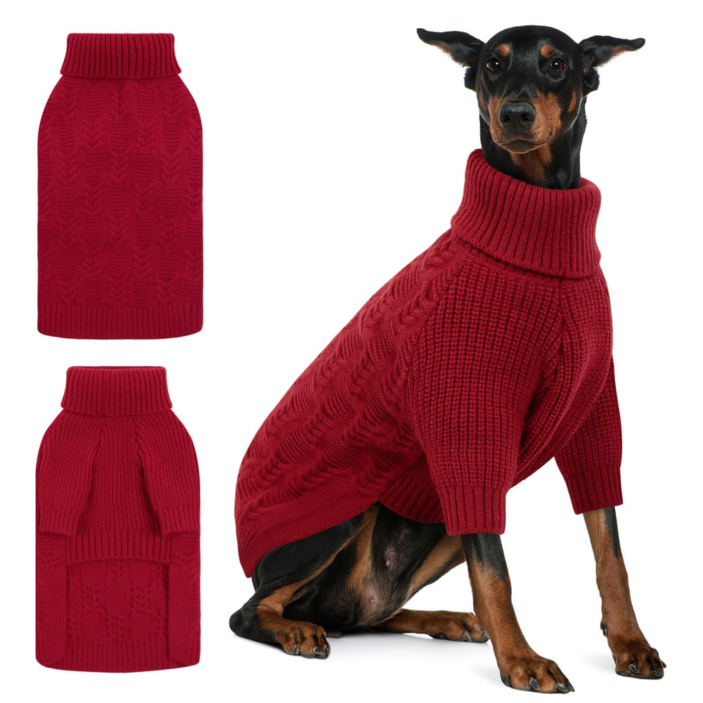 ASENKU XXXL dog sweater red front view for large dogs, cozy warmth.