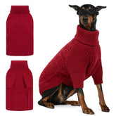 ASENKU XXXL dog sweater red front view for large dogs, cozy warmth.
