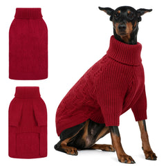 ASENKU XXXL dog sweater red front view for large dogs, cozy warmth.