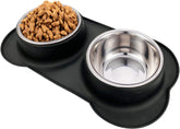 AsFrost dual dog bowls in stainless steel promote tidy meals with separate food and water options.