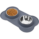AsFrost stainless steel dog bowls with no-spill mat catch spills for tidier meals.
