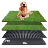 ASKIZ dog grass pad tray 40x27 front view shows sturdy 3-layer system for indoor use